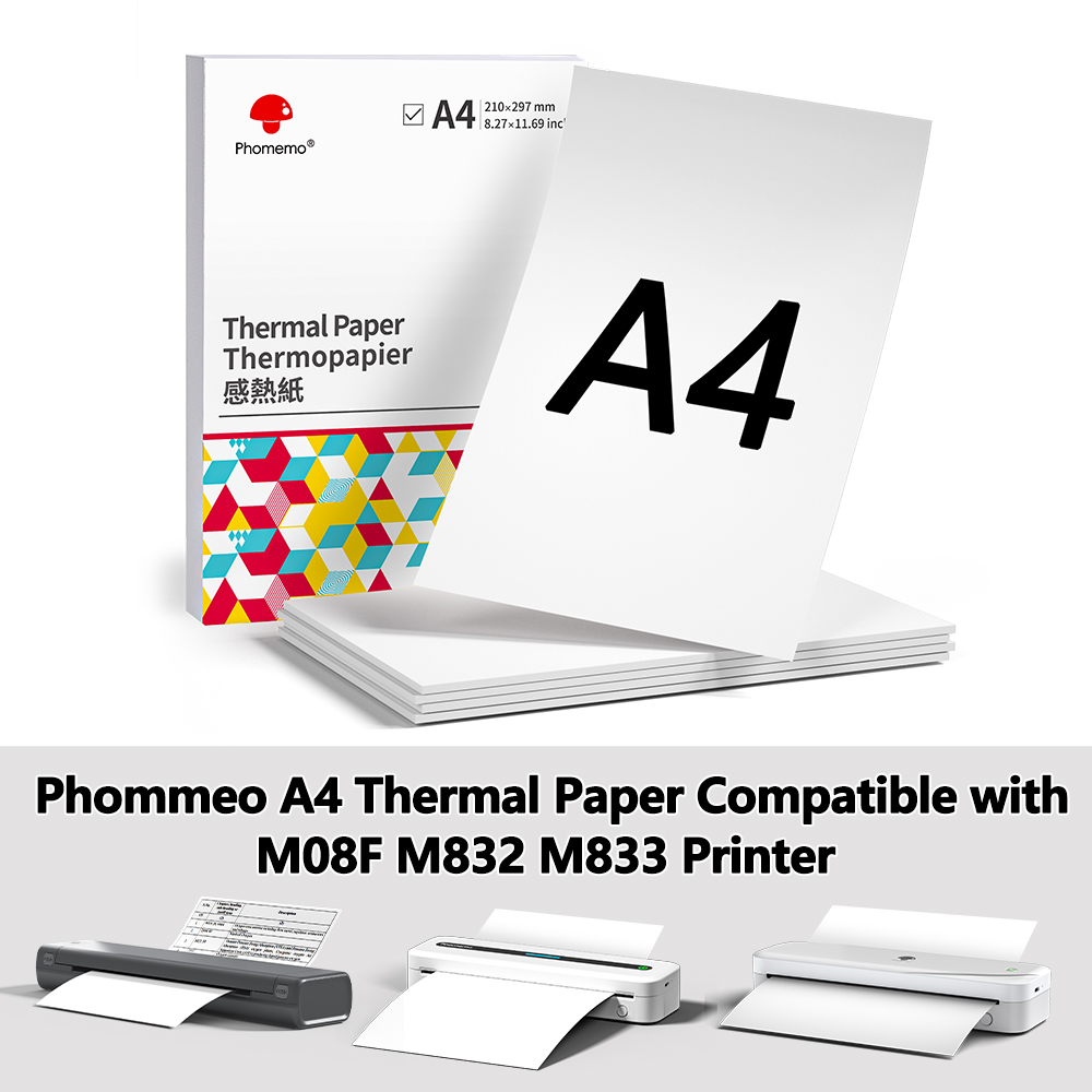 Commercial Label Printing Machine - Phomemo-Papier thermique A4 pour imprimante portable,